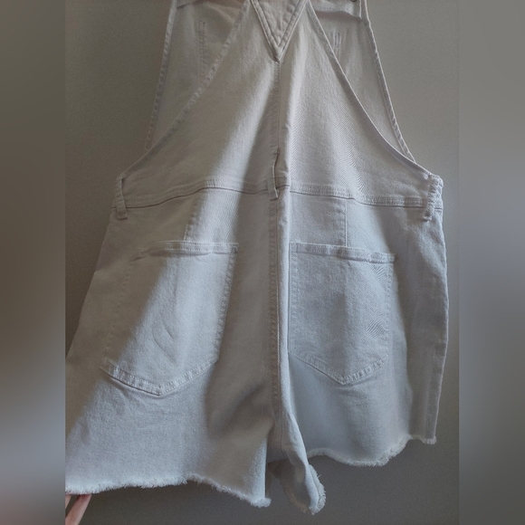 No Boundaries Y2K Relaxed Shortalls Shorts Overalls White XL 15-17 - Picture 5 of 8